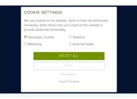 Cookie hint Front end view