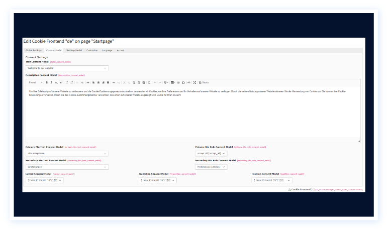 Frontend consent model