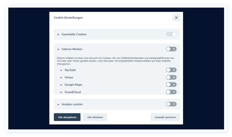 Frontend Preview of the Consent Manager