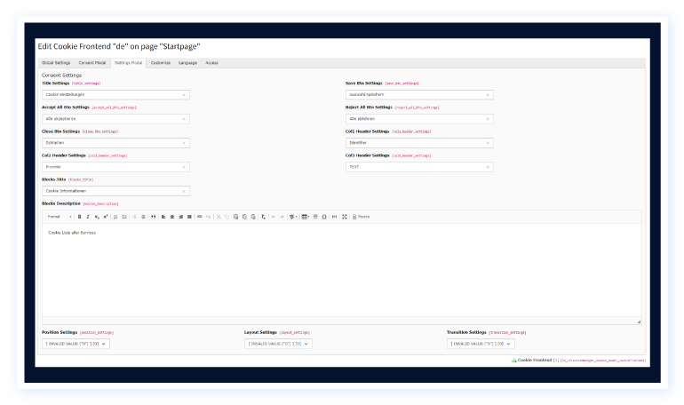 Frontend Consent Modal