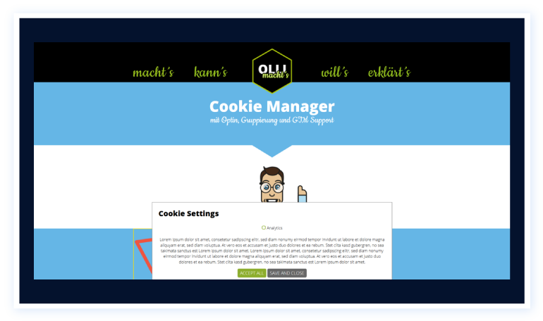 Cookie Manager Front end view