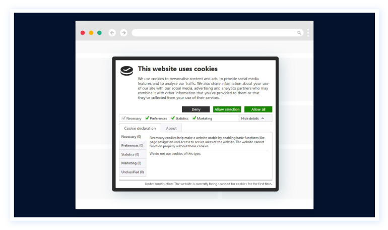 Cookie bot plugin Front end view