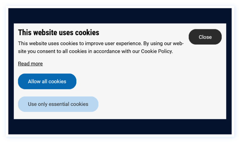 Cookie consent with possibility to disable cookies