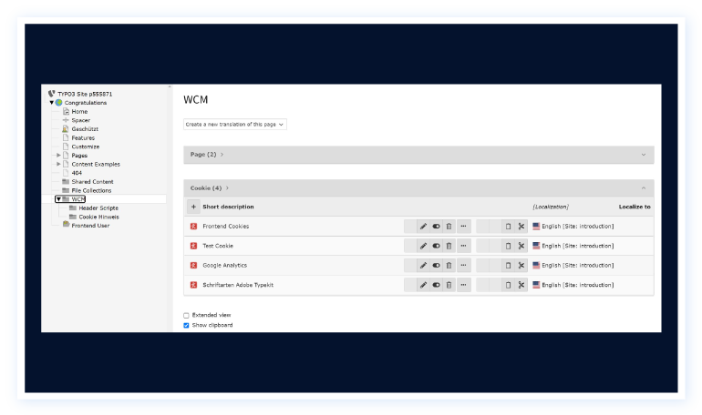 Wacon Cookie Management backend