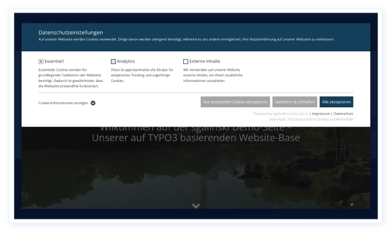 Cookie opt-in consent for TYPO3